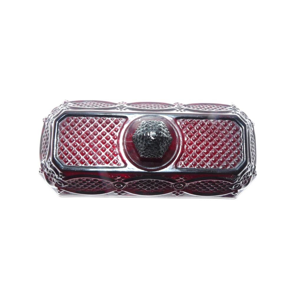 Vintage Avon Cape Cod Ruby Red Glass Butter Dish Lid Rectangular Knob MCM Retro - Picture 5 of 9
